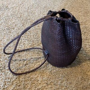 Eddie Bauer Basket Weave Leather Backpack